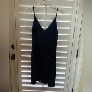 Vintage Nicole Miller cocktail dress - navy blue with sequins